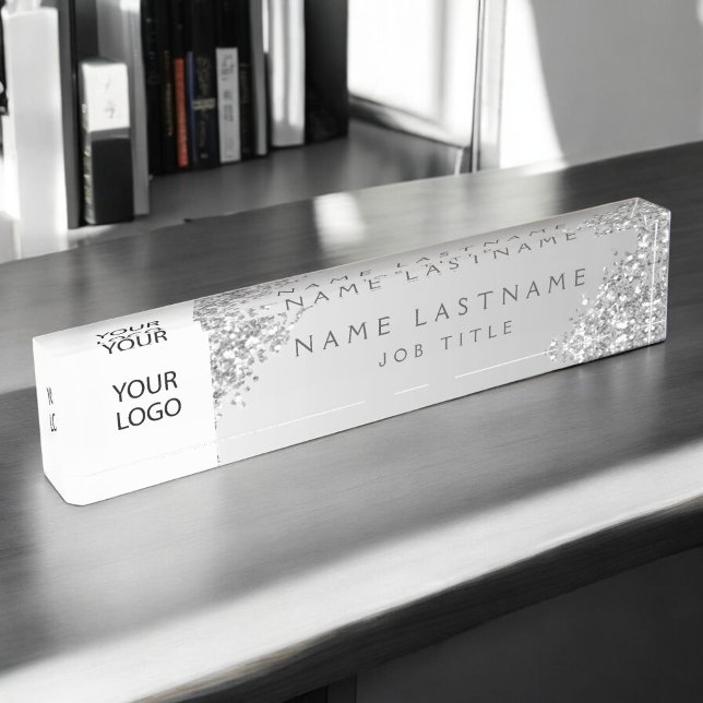 Silver Custom Logo Executive Professional Nameplate (Creator Uploaded)