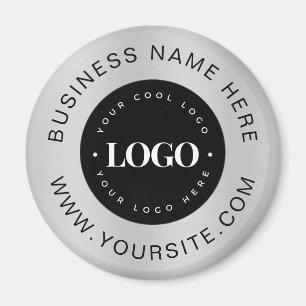 Silver Custom Logo Text Company Business Branded   Magnet