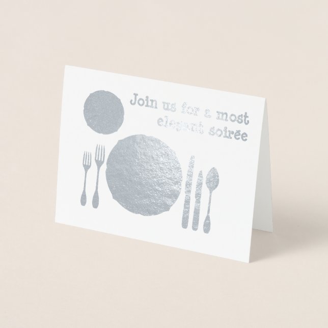 Silver Cutlery Place Setting - Dinner Invitation (Front)