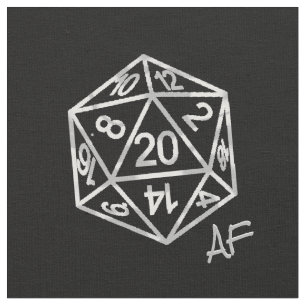 Silver D20 Crit AF PNP Tabletop Role Player Dice Fabric