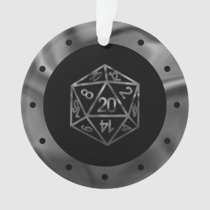 Silver D20 Crit PNP Tabletop Role Player Dice Ornament