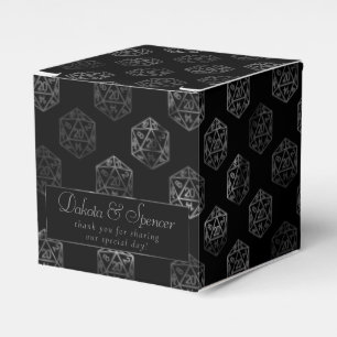 Silver D20 Pattern   PNP Tabletop Dice Thank You Favour Box