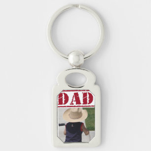 Silver Dad Photo Keychain