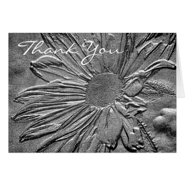 Silver Daisy Flower Thank You (Front Horizontal)