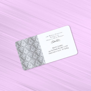 Silver Damask 25th Wedding Anniversary Label