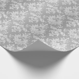 Silver Damask 25th Wedding Anniversary Wrapping Paper