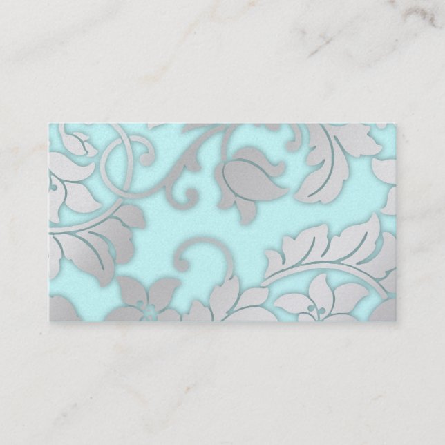 Silver Damask Business Card (Front)