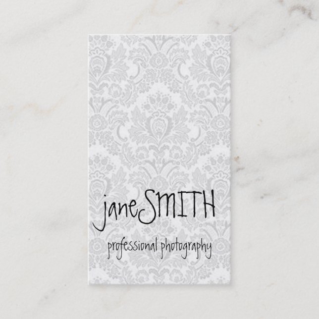 Silver Damask Business Card (Front)