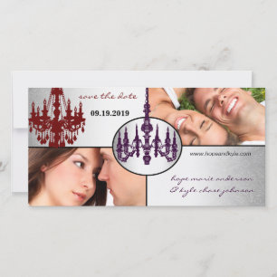 Silver Damask Chandelier Save The Date Photo