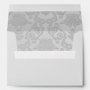 Silver Damask Christmas Holiday Envelopes