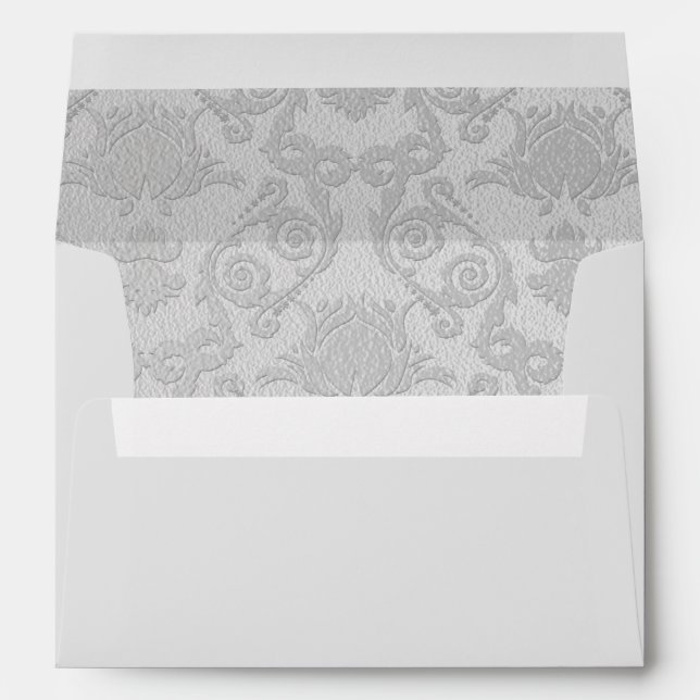 Silver Damask Christmas Holiday Envelopes (Back (Bottom))