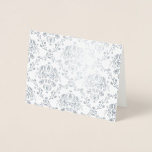 Silver Damask Foil Card