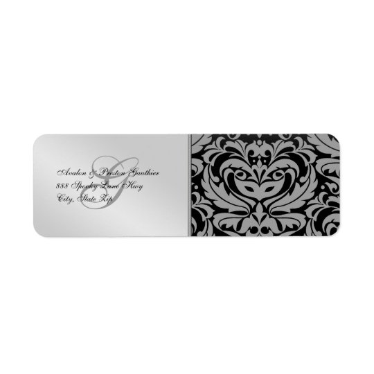 Silver Damask Masquerade Halloween Address Labels