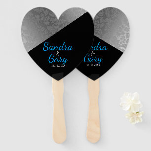 Silver Damask Pattern Hand Fan