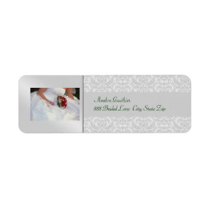 Silver Damask Rose Bridal Shower Address Label