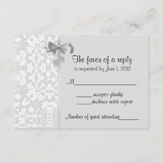Silver Damask RSVP Cards