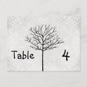 Silver Damask Tree Table Number Cards