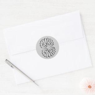 Silver Damask Wedding Classic Round Sticker