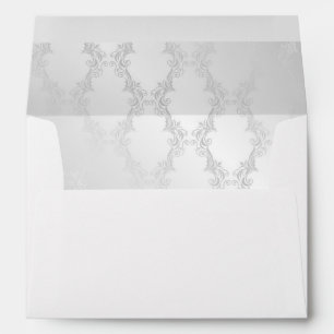 Silver Damask Wedding Envelope