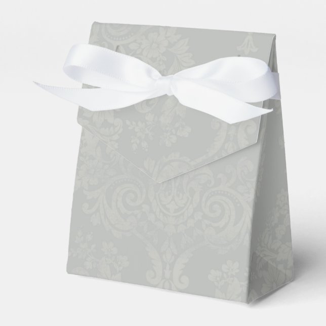 Silver Damask Wedding Favour Boxes (Front Side)