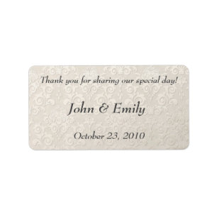 Silver Damask Wedding Favour Labels