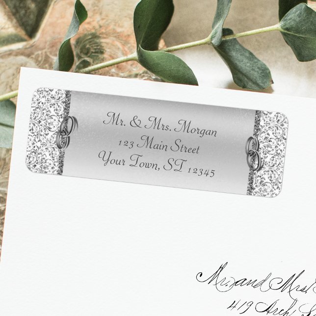 Silver Damask Wedding Return Address (Creator Uploaded)