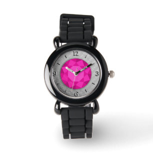 Silver Damask with a faux pink tourmaline gem Watch