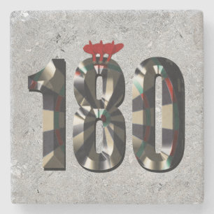 Silver Darts Score 180 With Darts, Stone Coaster
