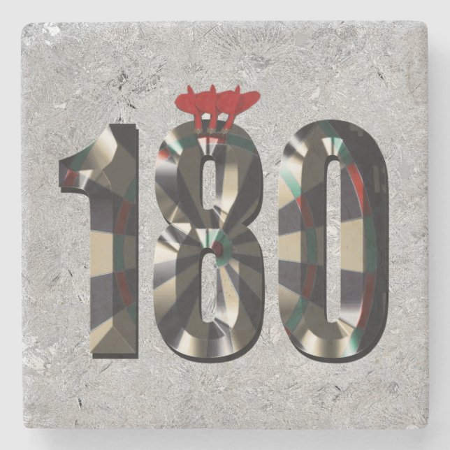 Silver Darts Score 180 With Darts,   Stone Coaster (Front)
