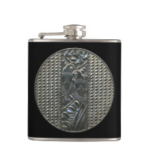 Silver Deco Lovebirds Flask