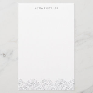 Silver - Deco Seigeiha Personalised Stationery