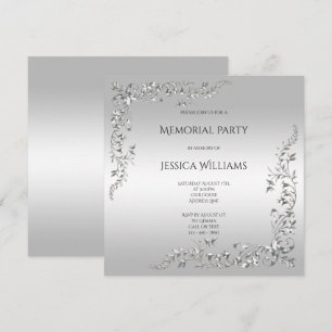 Silver Decoration Memorial party Invitation