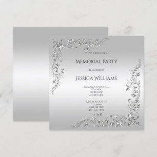 Silver Decoration Memorial party Invitation