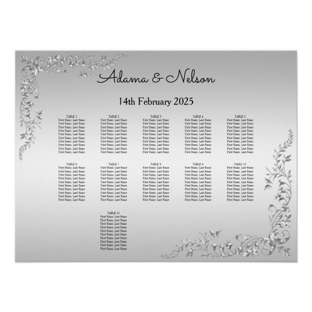 Silver Decoration Seating Chart (Front)
