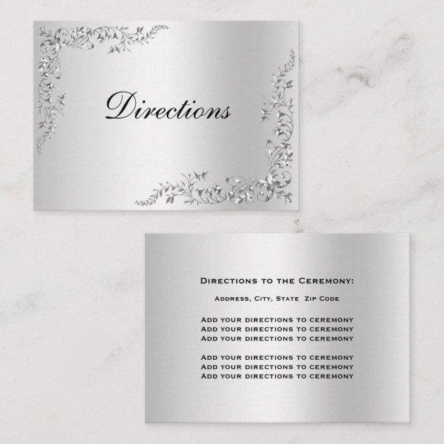 Silver Decoration Wedding Enclosure Card (Front/Back)