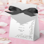 Silver Decoration Wedding Favour Box<br><div class="desc">Beautiful modern stylish and elegant Wedding Favour Box for your special day. With glamorous romantic stylish silver swirls and flourishes corner decorations on a pretty silver gradient background. Fashionable and sophisticated wedding design suitable for all seasons. All text, font and font colour is fully customisable to meet your requirements. If...</div>