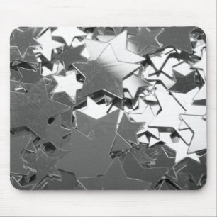 Silver Decorative Stars Mouse Mat