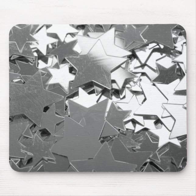 Silver Decorative Stars Mouse Mat (Front)