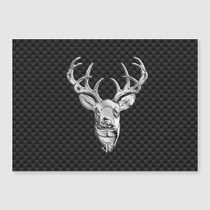 Silver Deer Buck on Carbon Fibre Style Print