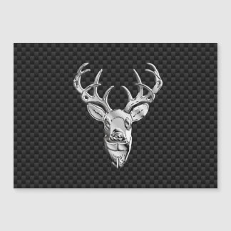 Silver Deer Buck on Carbon Fibre Style Print