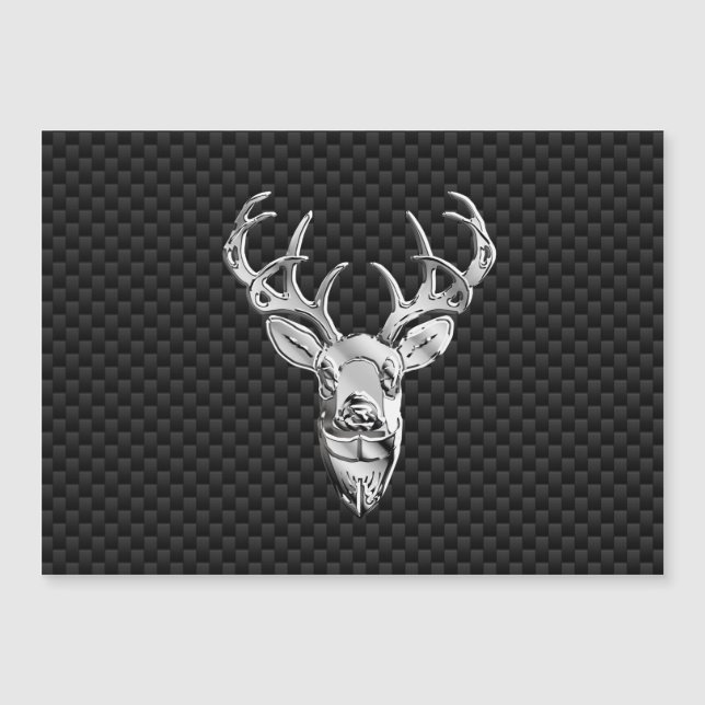 Silver Deer Buck on Carbon Fibre Style Print (Front)