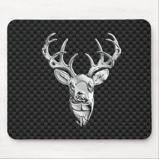 Silver Deer Decor on Carbon Fibre Style Print Mouse Mat