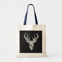 Silver Deer Decor on Carbon Fibre Style Print