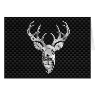 Silver Deer Design on Carbon Fiber Style Print