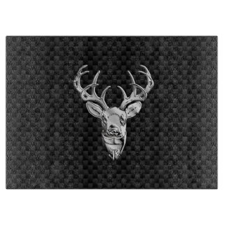 Silver Deer Design on Carbon Fibre Style Print Cutting Board