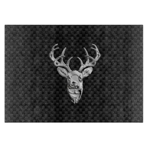 Silver Deer Design on Carbon Fibre Style Print Cutting Board