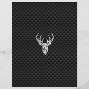 Silver Deer Face on Carbon Fibre Style Print