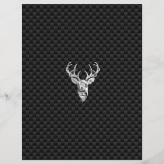 Silver Deer Face on Carbon Fibre Style Print