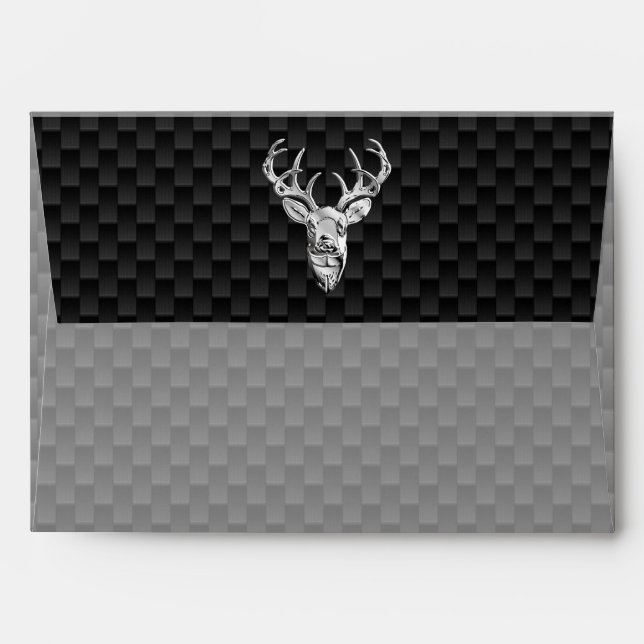 Silver Deer Graphic on Carbon Fibre Style Print Envelope (Back (Top Flap))
