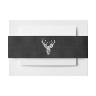 Silver Deer Graphic on Carbon Fibre Style Print Invitation Belly Band